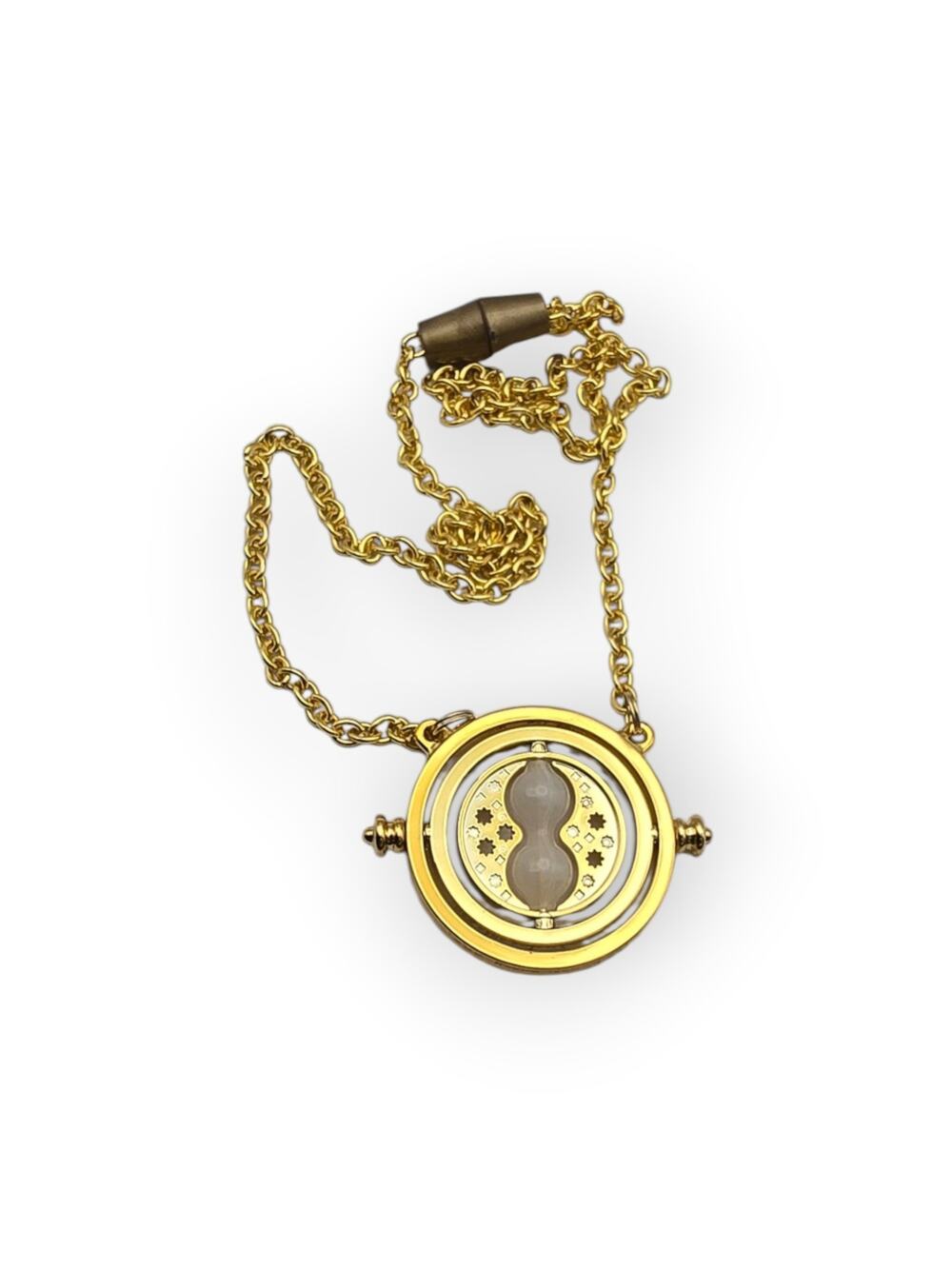 Harry Potter Style Time Turner Necklace Gold Hourglass Pendant Fantasy Academia